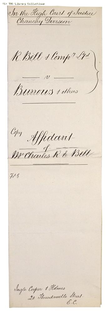 Affidavit of Charles Bell in R. Bell & Co. v. Burrows and Others, (page 1)