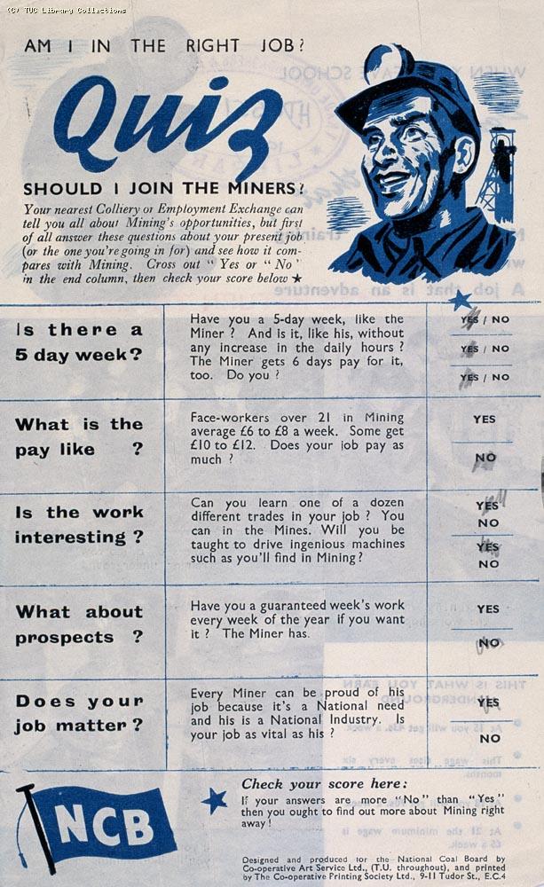 National Coal Board leaflet, 1947 (reverse)