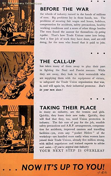 TUC recruitment leaflet for women war workers, 1944 (page 2)