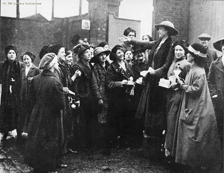 Strike meeting outside Morton's factory, Millwall, 1914