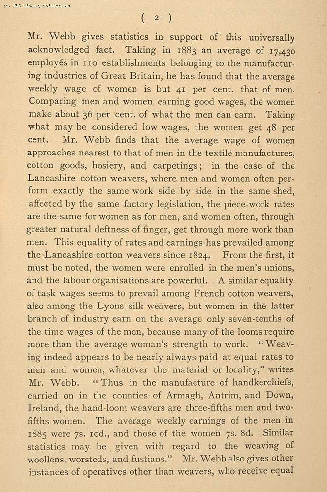 Sidney Webb and equal pay, 1891