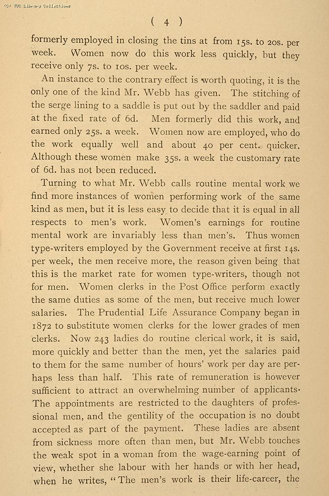 Sidney Webb and equal pay, 1891