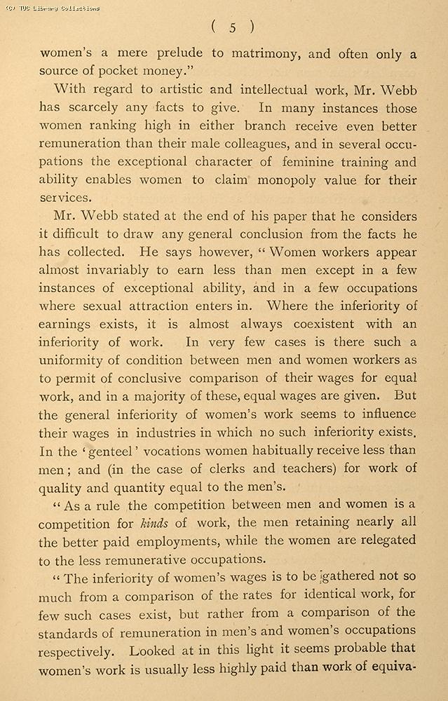 Sidney Webb and equal pay, 1891
