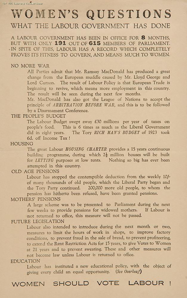 Women's questions - General Election 1924