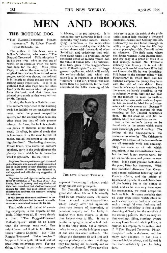 Review - The Ragged Trousered Philanthropists, 'The New Weekly', 25 April 1914