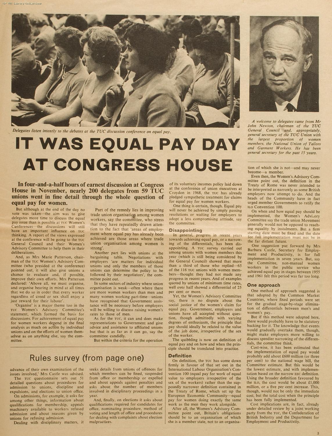 TUC Equal Pay Conference, 1968