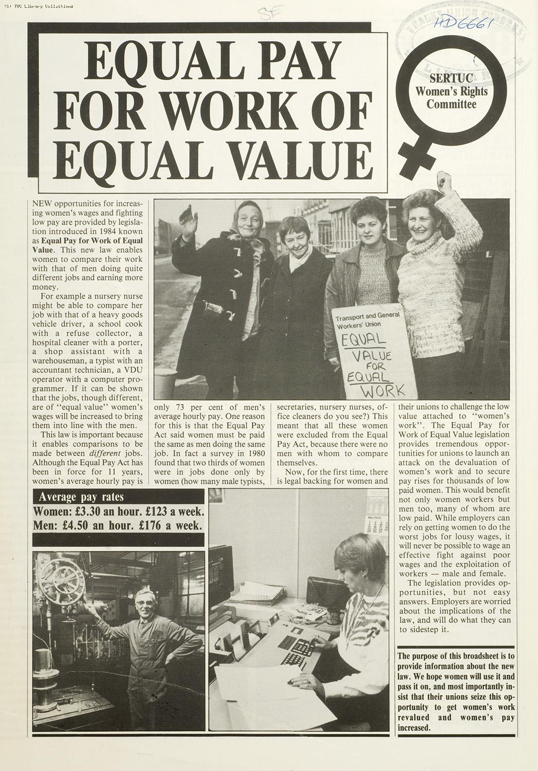 Equal pay for work of equal value, 1985