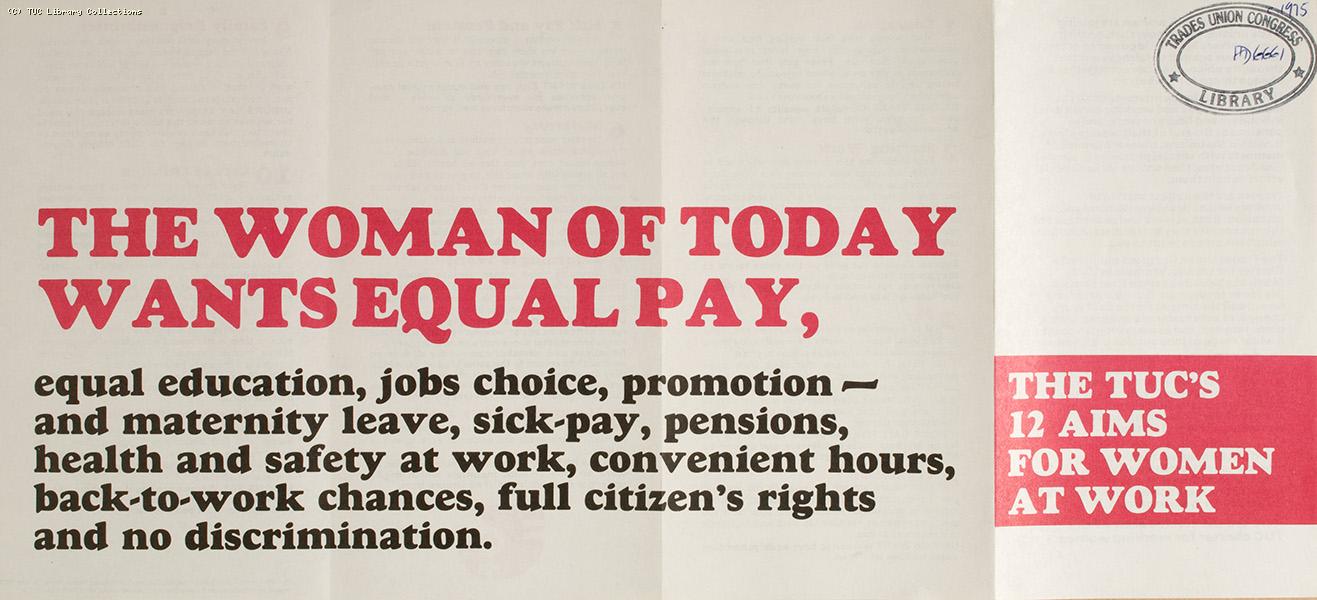 The TUC's 12 aims for women at work, 1975