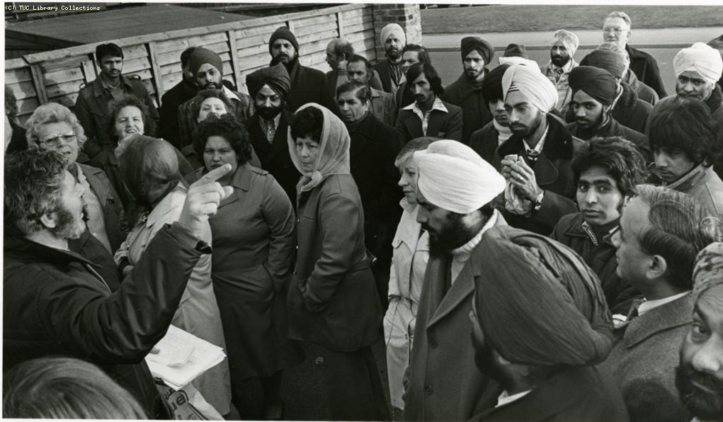 Strike meeting at William Warnes rubber factory - Barking, 1977.