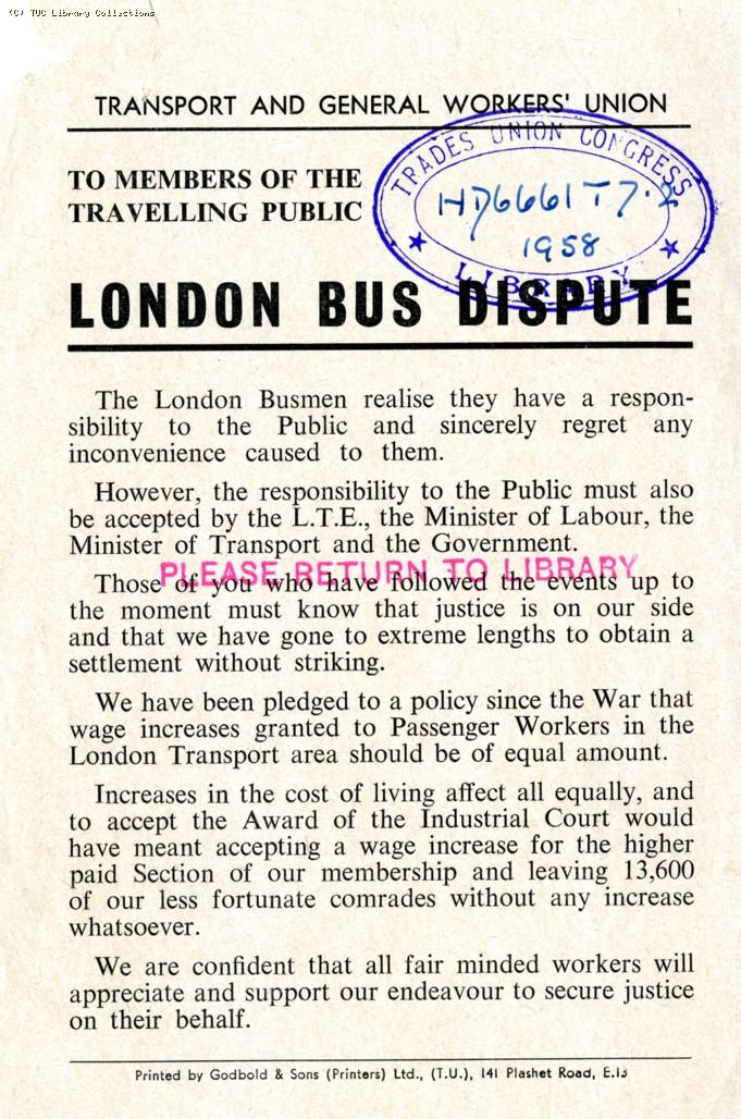 London bus dispute, 1958