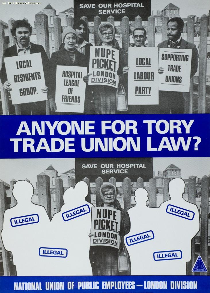 Anyone for Tory trade union law? NUPE poster, 1982