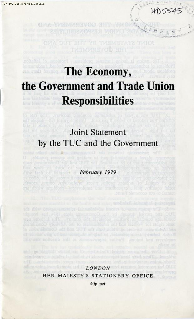 The economy, the government and trade union responsibilities, 1979