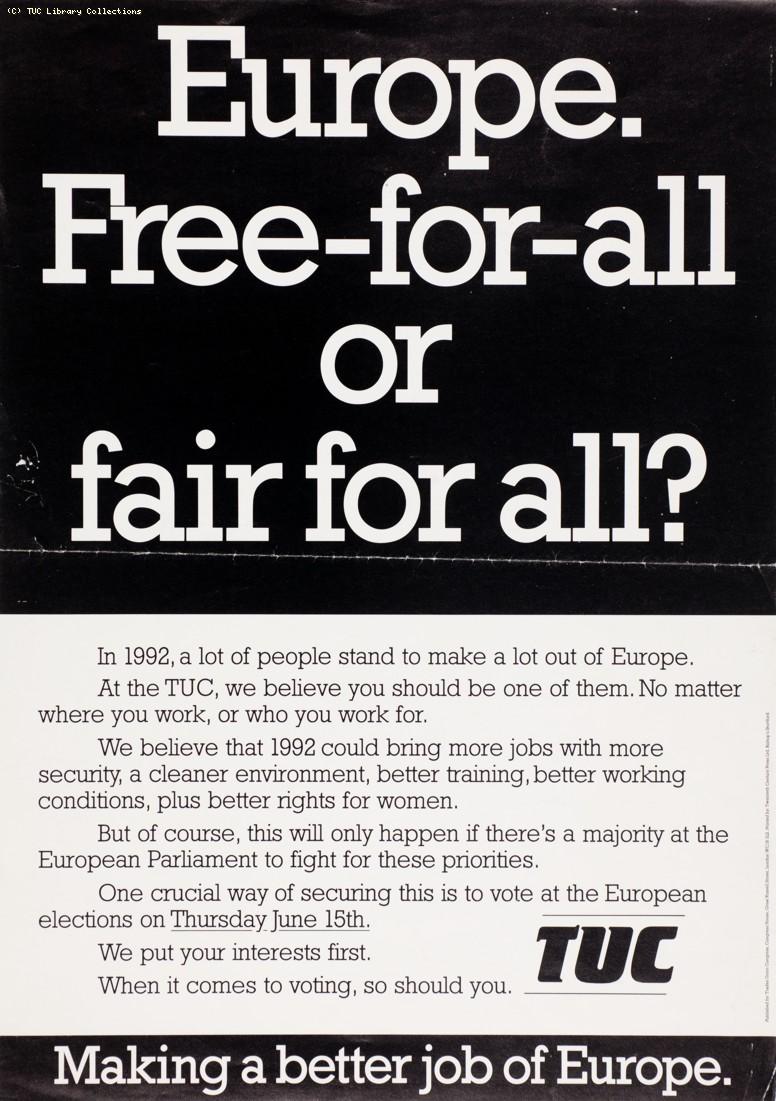 European Parliament election - TUC poster, 1989
