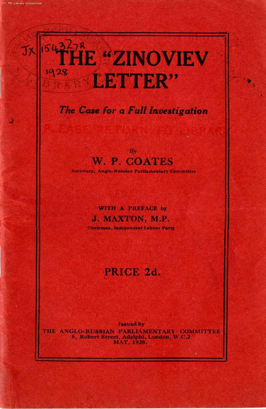 The Zinoviev letter: the case for a full investigation 1928