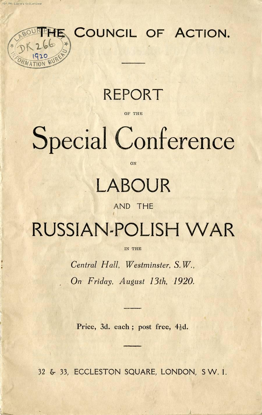 Special Conference on Labour and the Russian  Polish War, August 1920