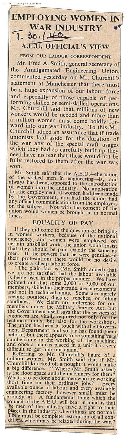 Women war workers in engineering, 1940