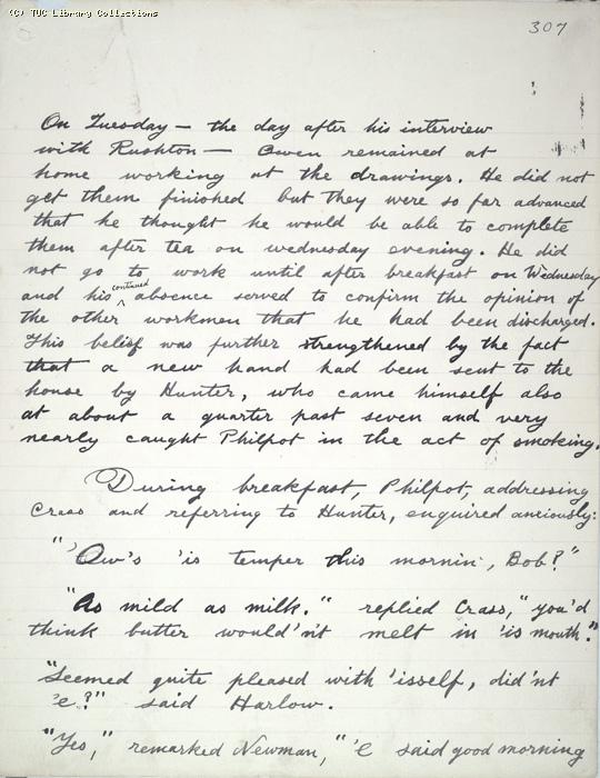 The Ragged Trousered Philanthropists - Manuscript, Page 307