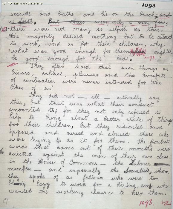 The Ragged Trousered Philanthropists - Manuscript, Page 1093