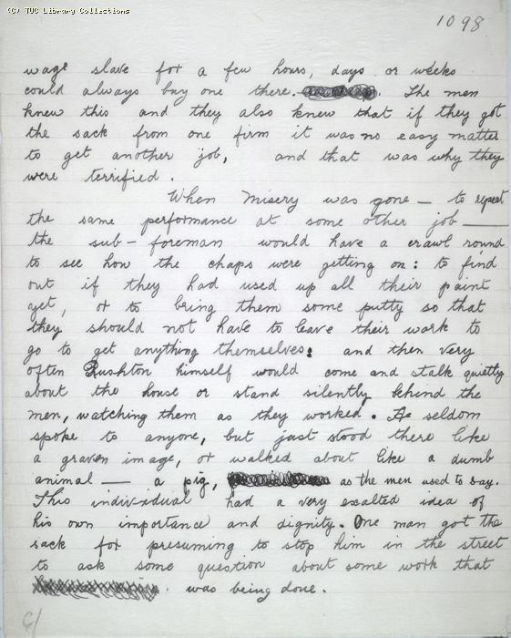 The Ragged Trousered Philanthropists - Manuscript, Page 1098