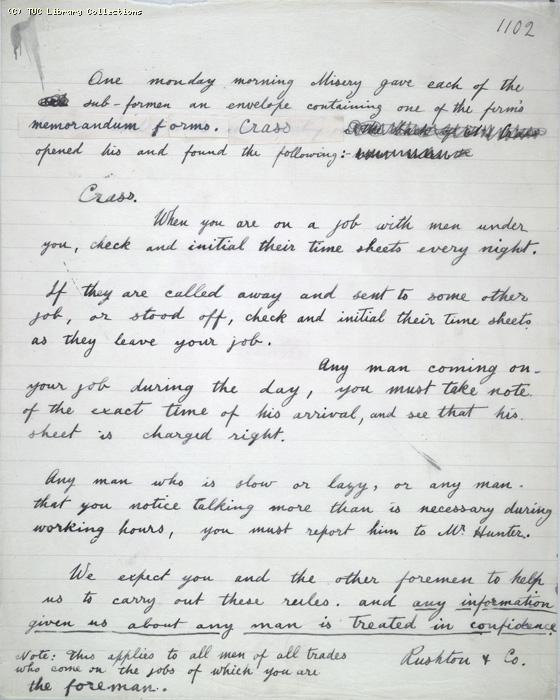 The Ragged Trousered Philanthropists - Manuscript, Page 1102