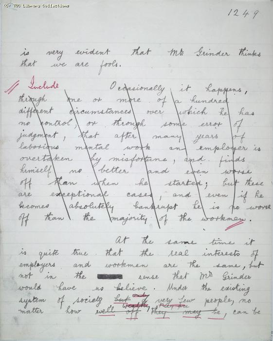 The Ragged Trousered Philanthropists - Manuscript, Page 1249