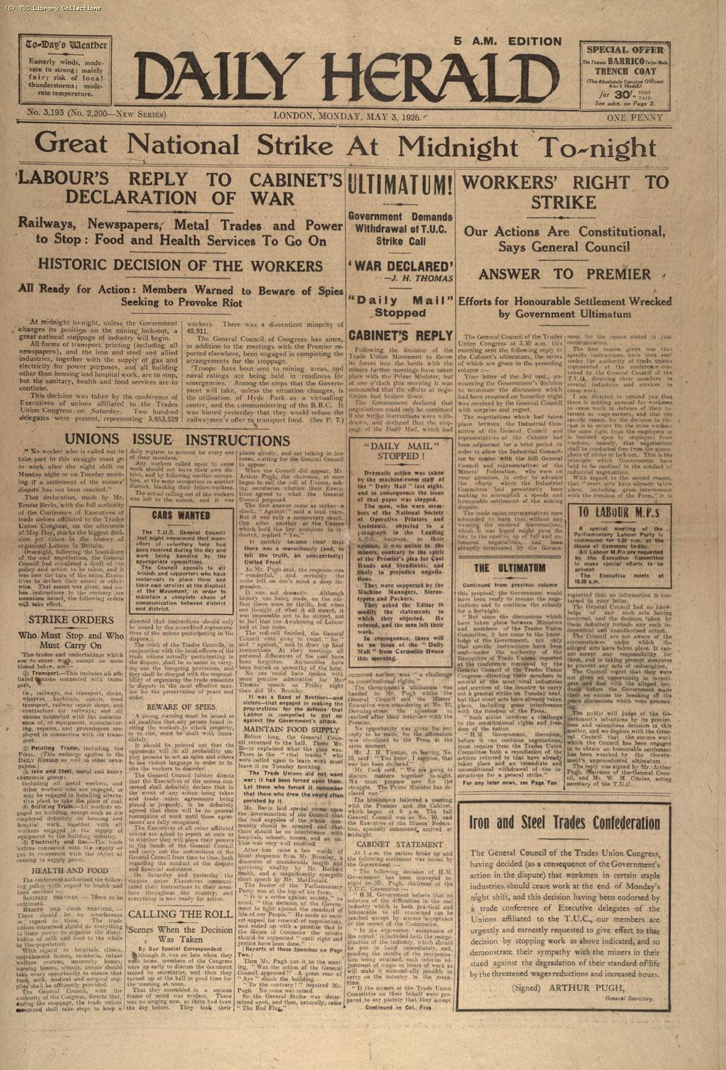 Daily Herald  3 May 1926