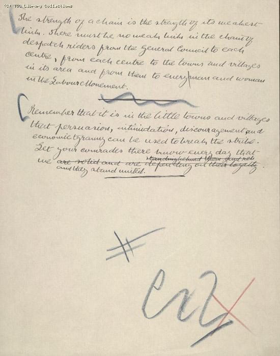 Handwritten note by anon for inclusion in British Worker