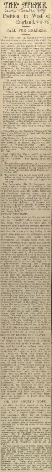 Newscutting - The Strike, 4 May 1926