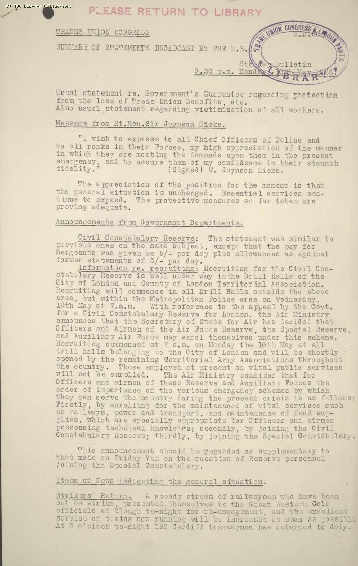 Wireless Bulletin,10 May 1926, 9.30pm
