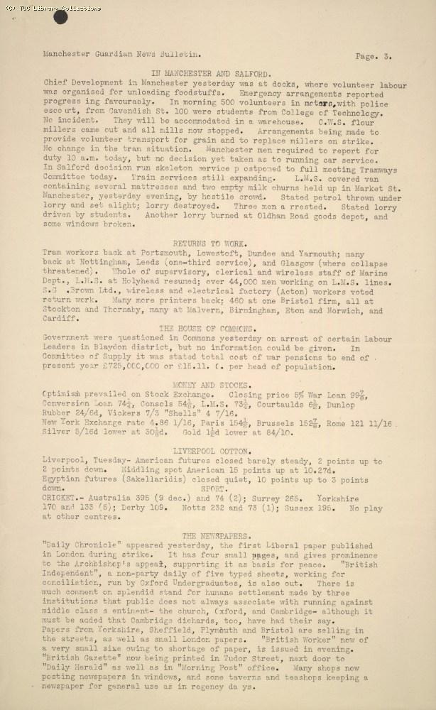 Manchester Guardian Bulletin, 12 May 1926