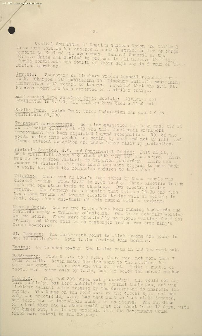 TUC Intelligence Service, No. 7, 4pm, 9 May 1926
