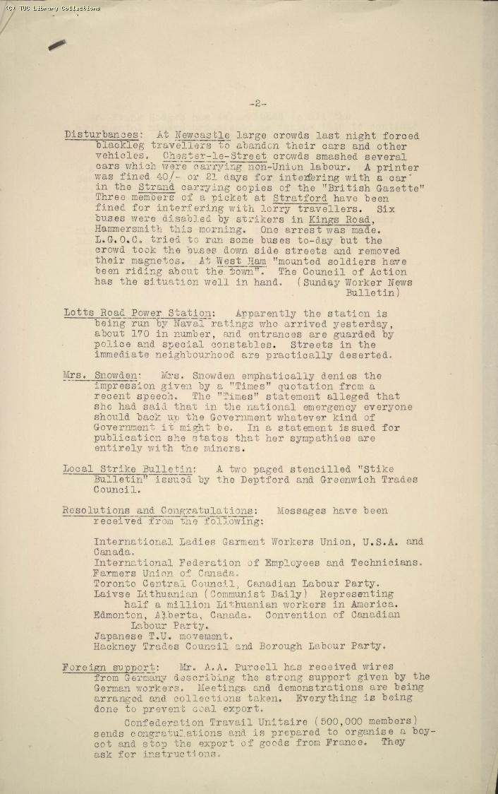 TUC Intelligence Service, No. 3, 12.30pm, 6 May 1926