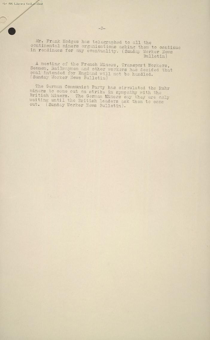 TUC Intelligence Service, No. 2, 8.30pm, 5 May 1926