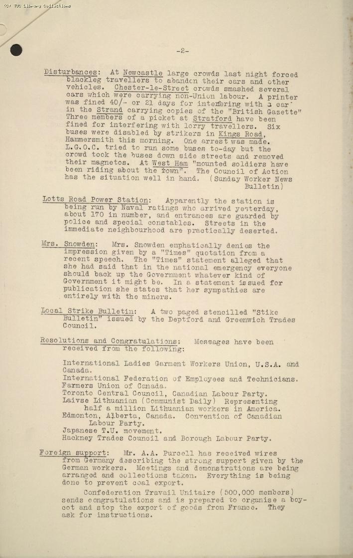 TUC Intelligence Service, No. 2, 8.30pm, 5 May 1926