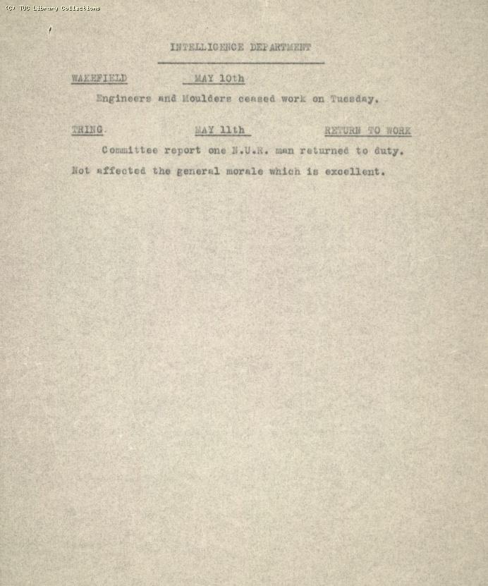 Intelligence Committee Report, 11 May 1926