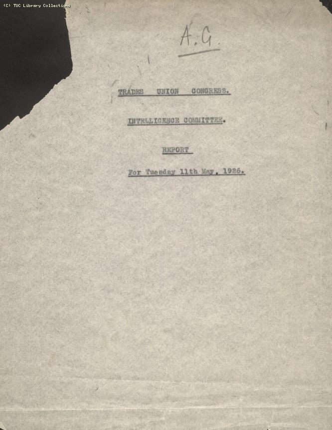 Intelligence Committee Report, 11 May 1926