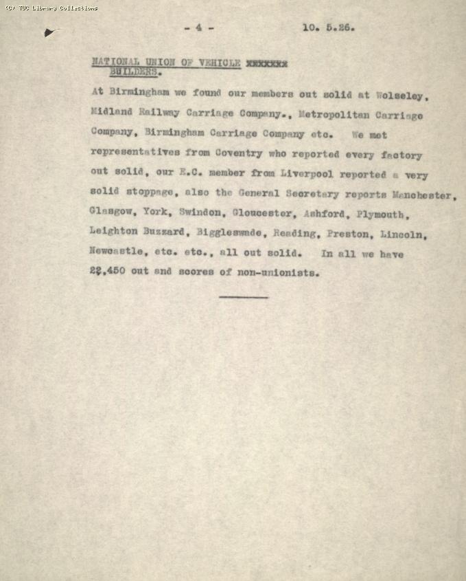 Intelligence Committee Report, 10 May 1926