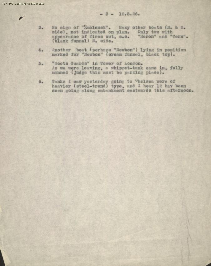 Intelligence Committee Report, 10 May 1926