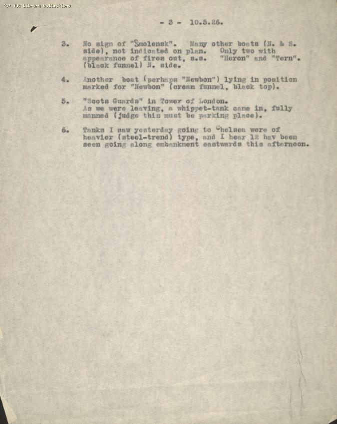 Intelligence Committee Report, 10 May 1926