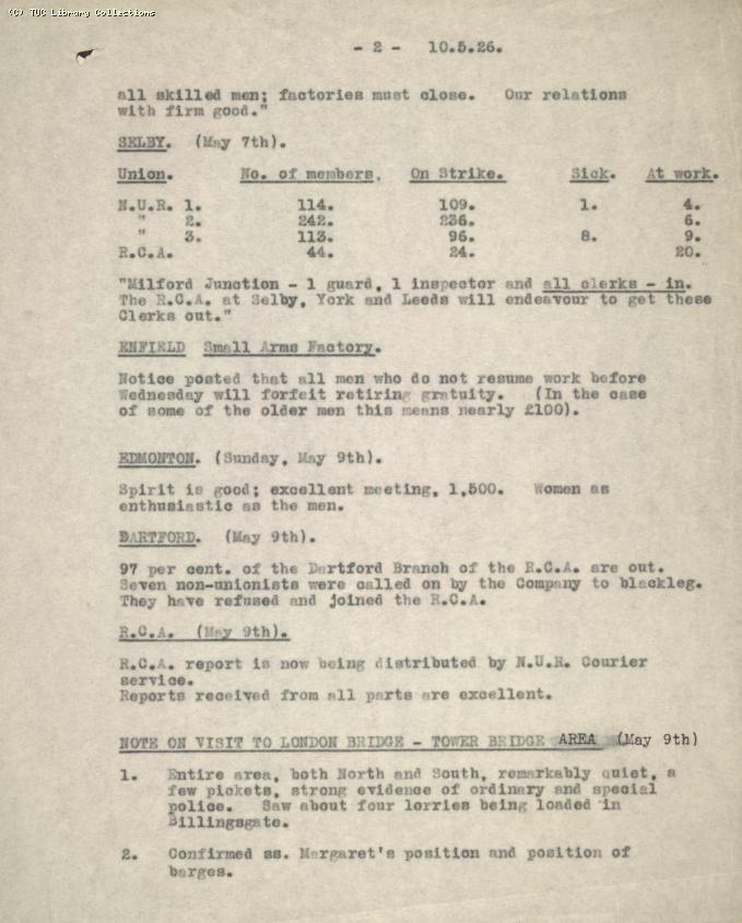 Intelligence Committee Report, 10 May 1926