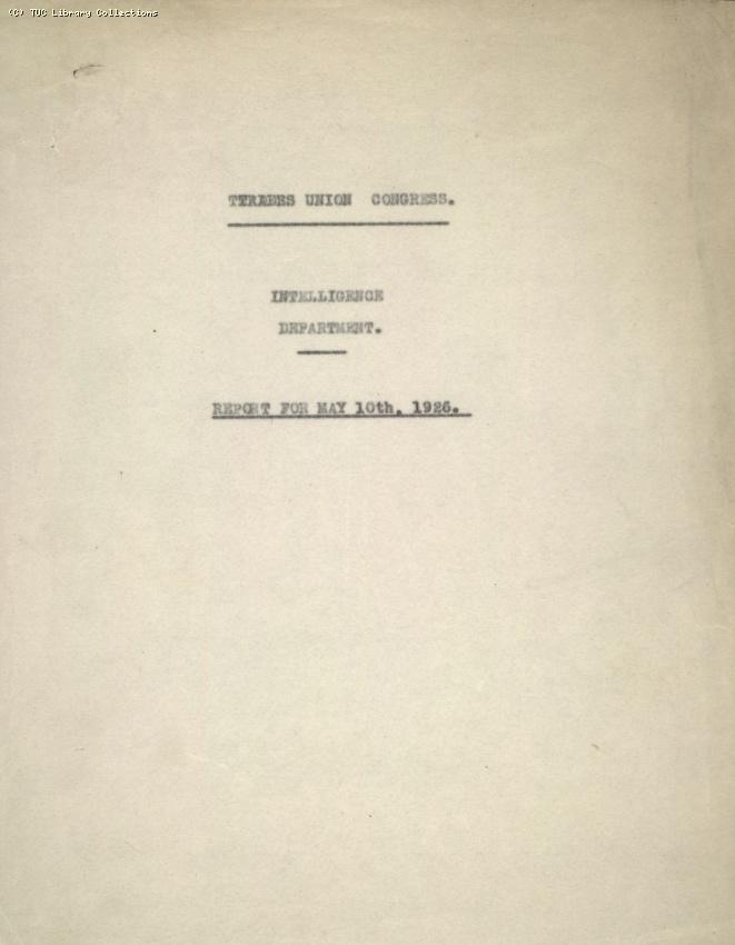 Intelligence Committee Report, 10 May 1926