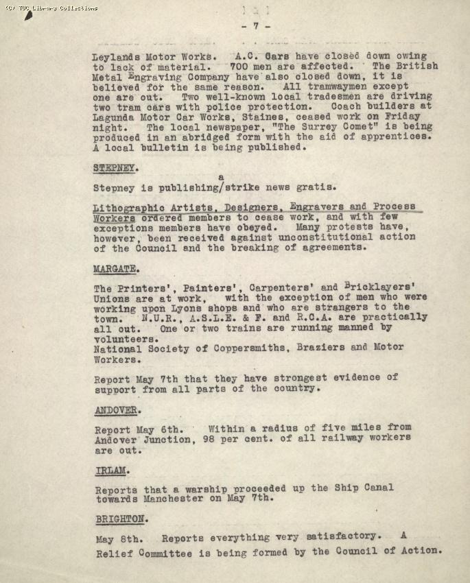 Intelligence Committee Report, 9 May 1926