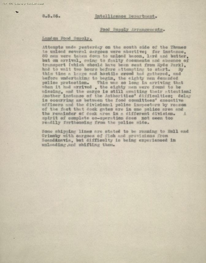 Intelligence Committee Report, 8 May 1926