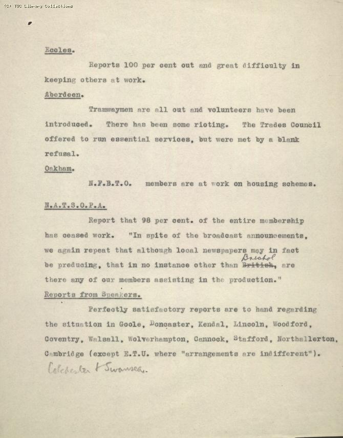 Intelligence Committee Report, 7 May 1926