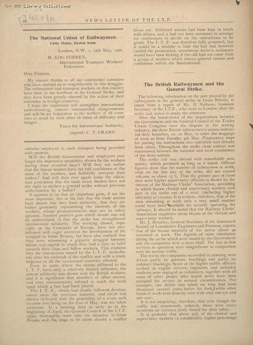 Newsletter of the ITF, May 1926