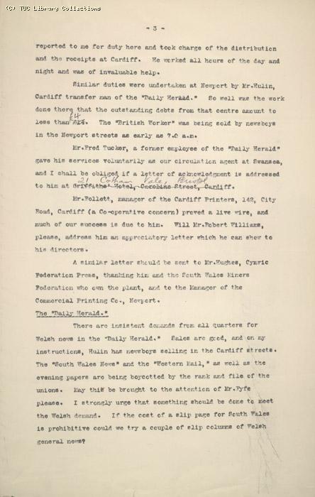 Report on British Worker (South Wales) by W. Stevenson