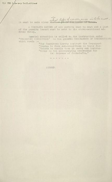 Circular from GC to Secretaries of all affiliated trade unions, 2 May 1926, re: distribution of essential supplies