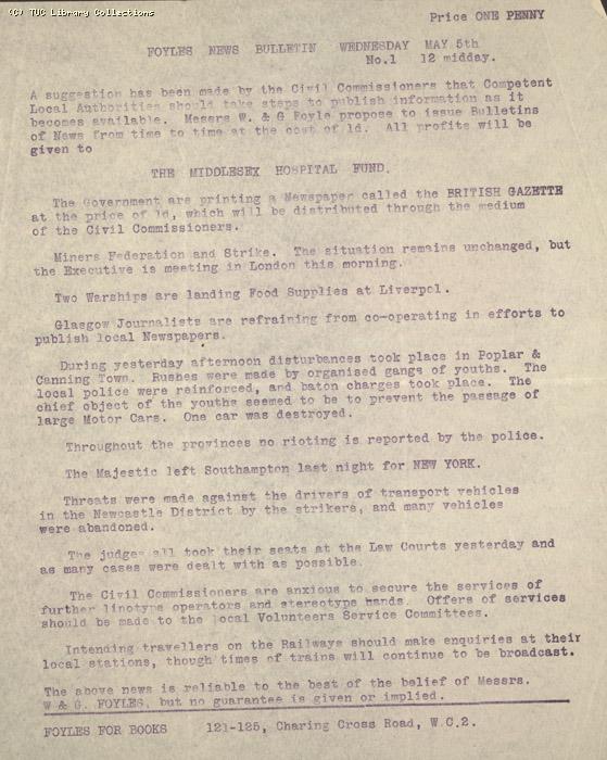 Bulletin - Foyles,  5 May 1926