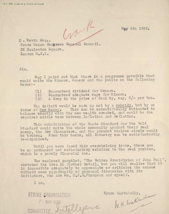 Letter - Wakinshaw, 4 May 1926