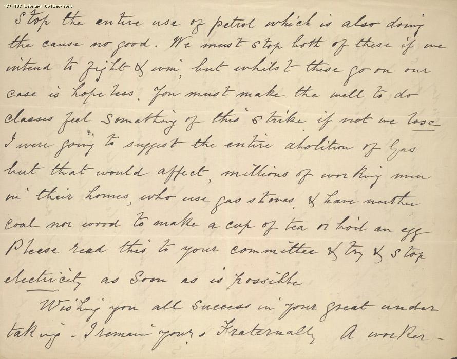 Letter - A Worker, 11 May 1926
